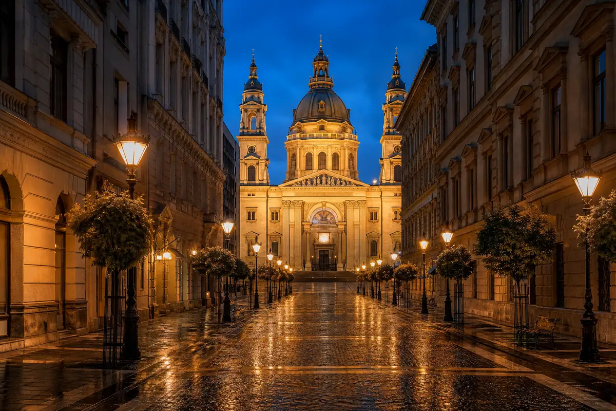 The street leading to St Stephen's Basilica